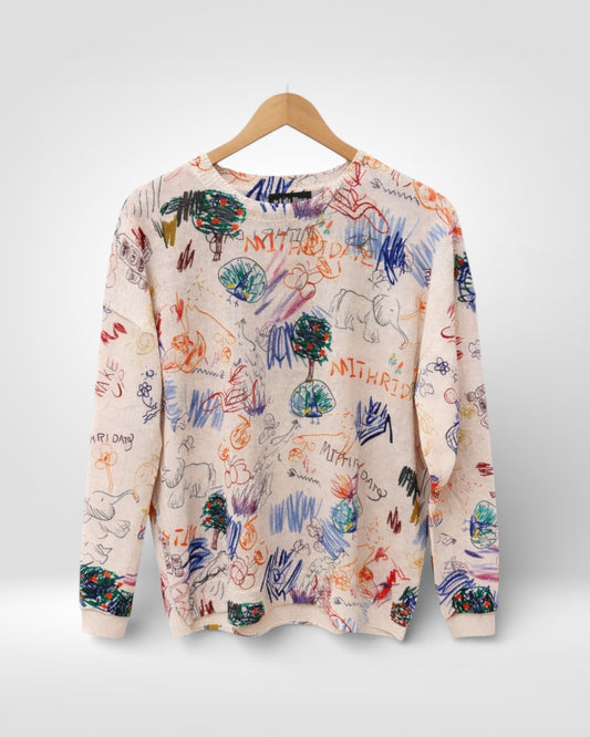 Abstract Art Knit Sweater (Bella Blue)