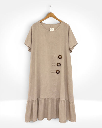 Sienna Button Linen Dress