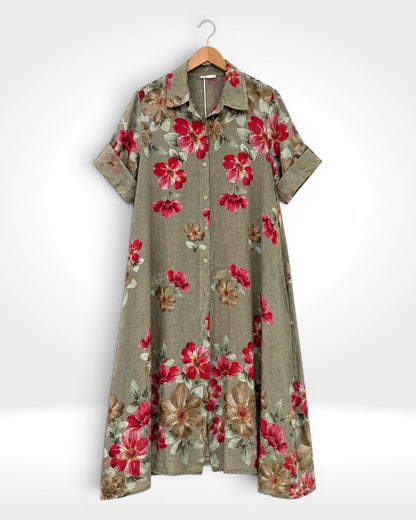 Botanical Bloom Linen Dress