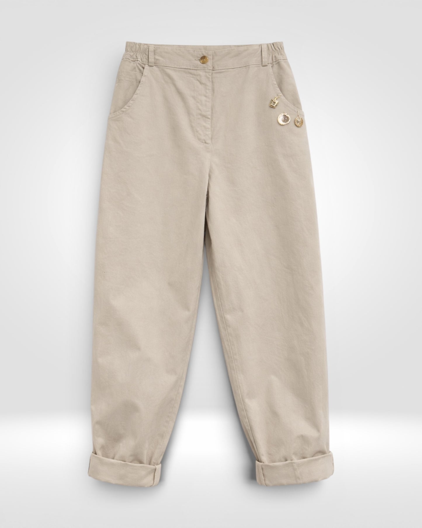 Soft Curve Cotton Barrel Trousers