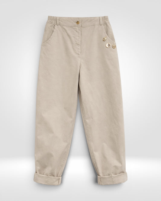 Soft Curve Cotton Barrel Trousers