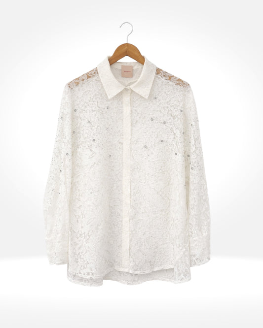 Ivory Lace Diamante Shirt