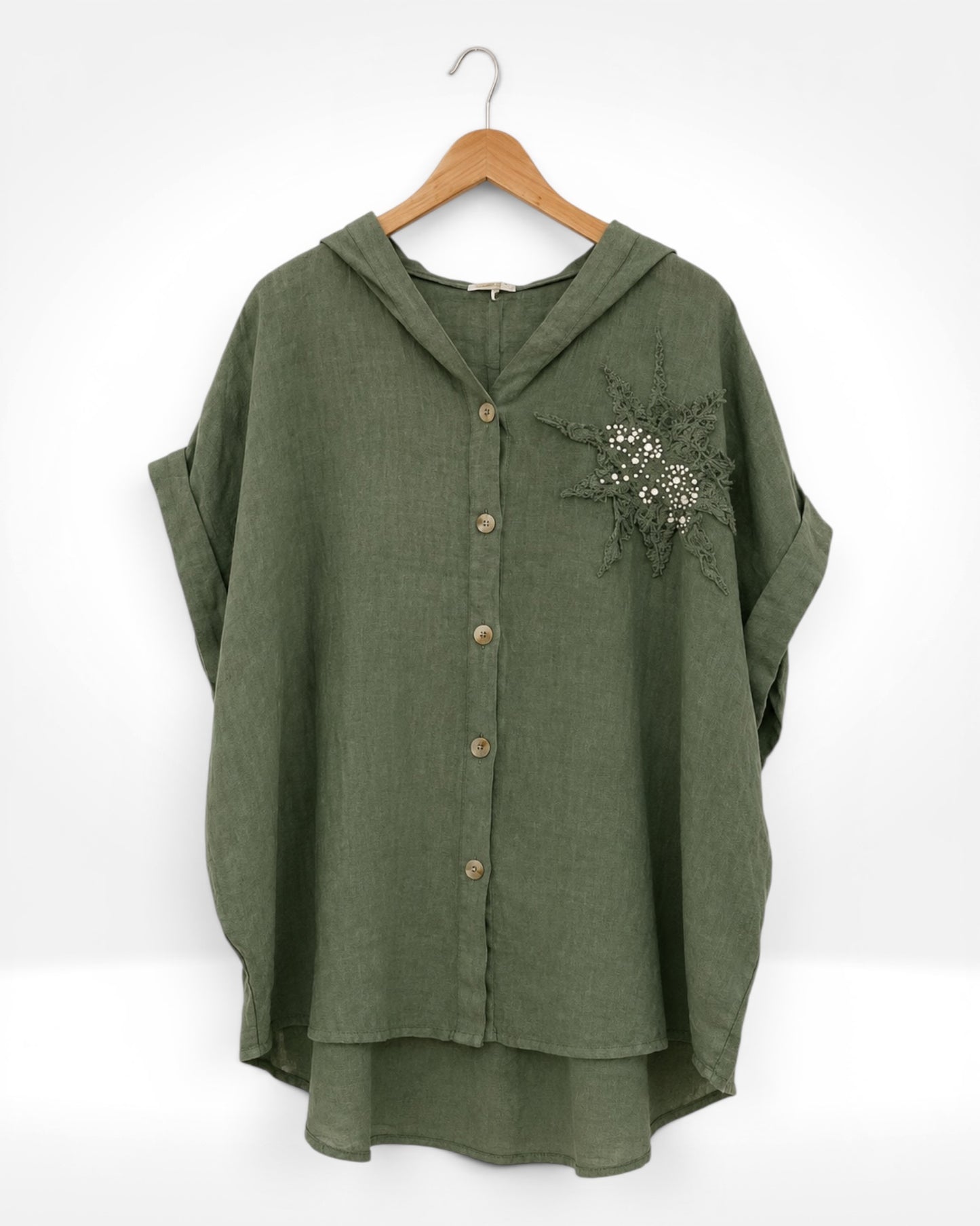 Hooded Linen Star Shirt