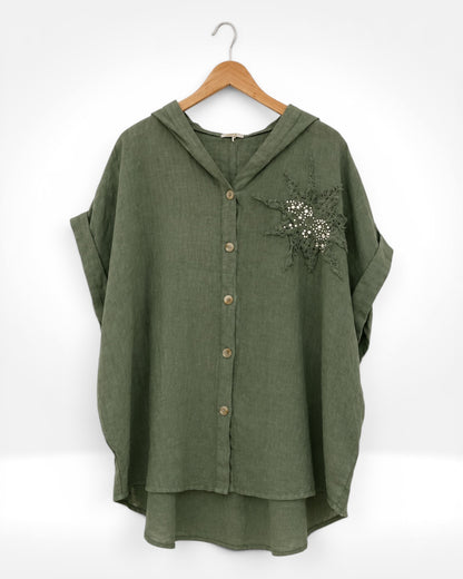 Hooded Linen Star Shirt
