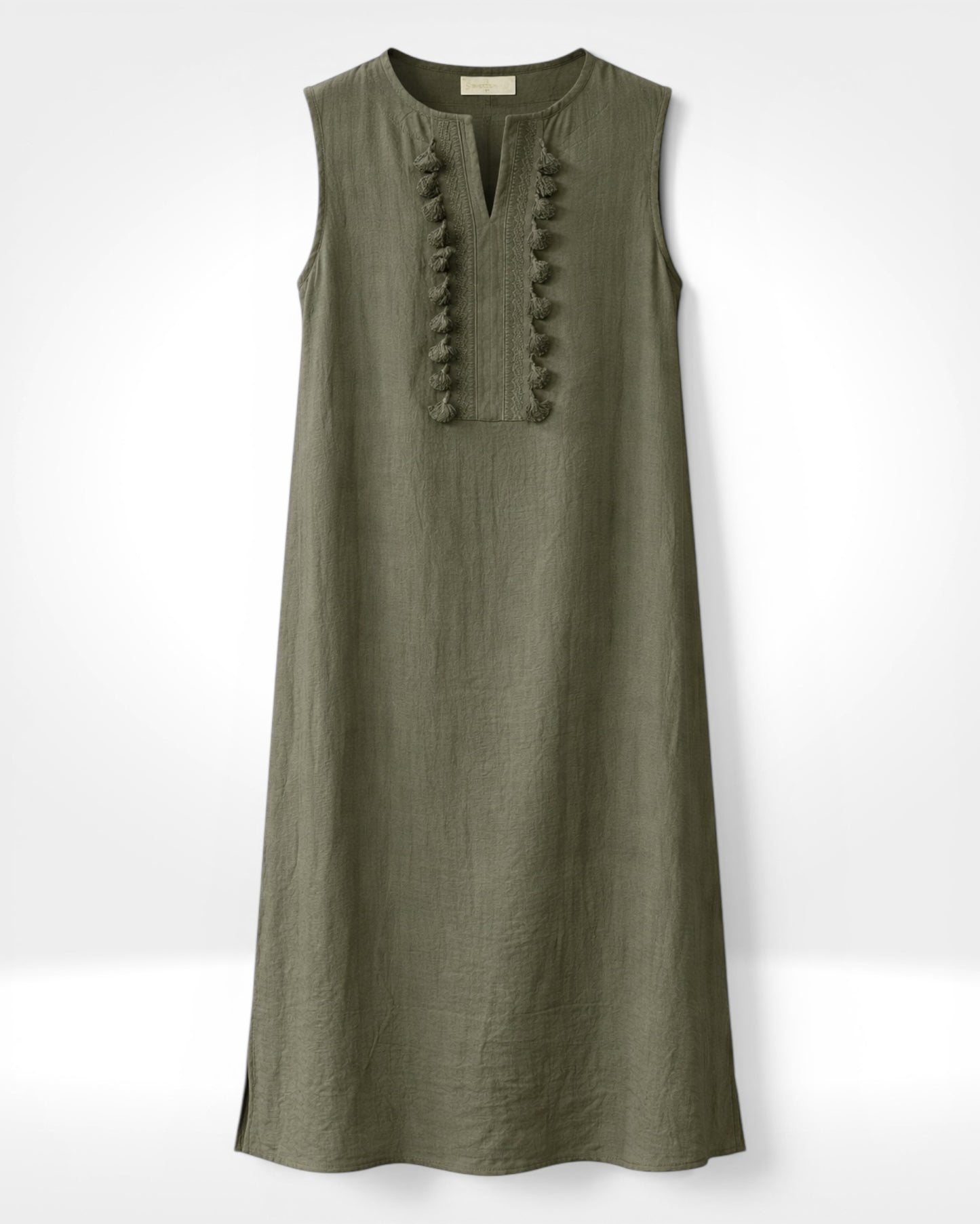 Sleeveless Tassel Detail Midi Dress