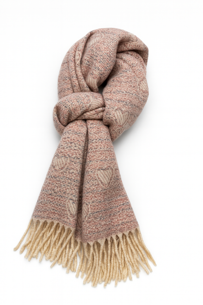 Soft Woven Heart Tassel Scarf