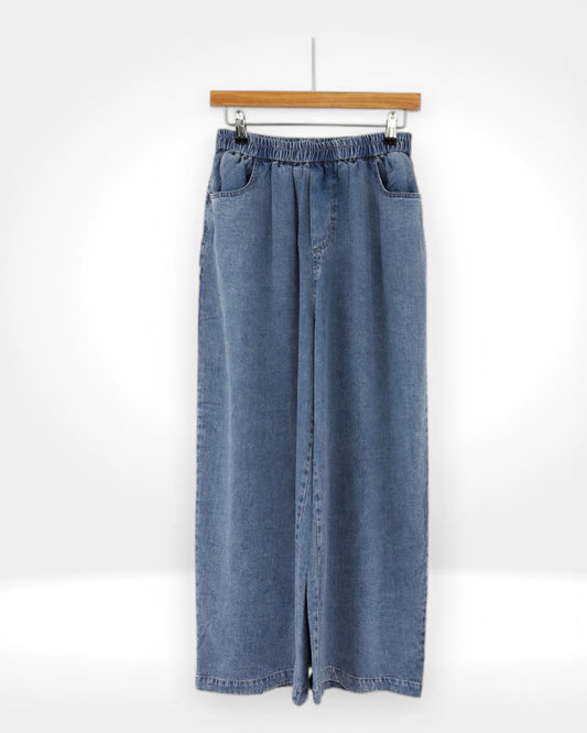 Denim Wide Leg Trousers (Bella Blue)