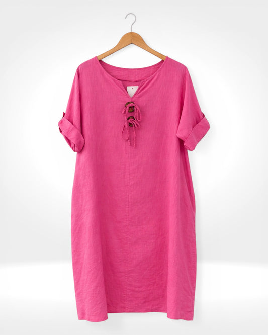 Linen Button Detail Dress