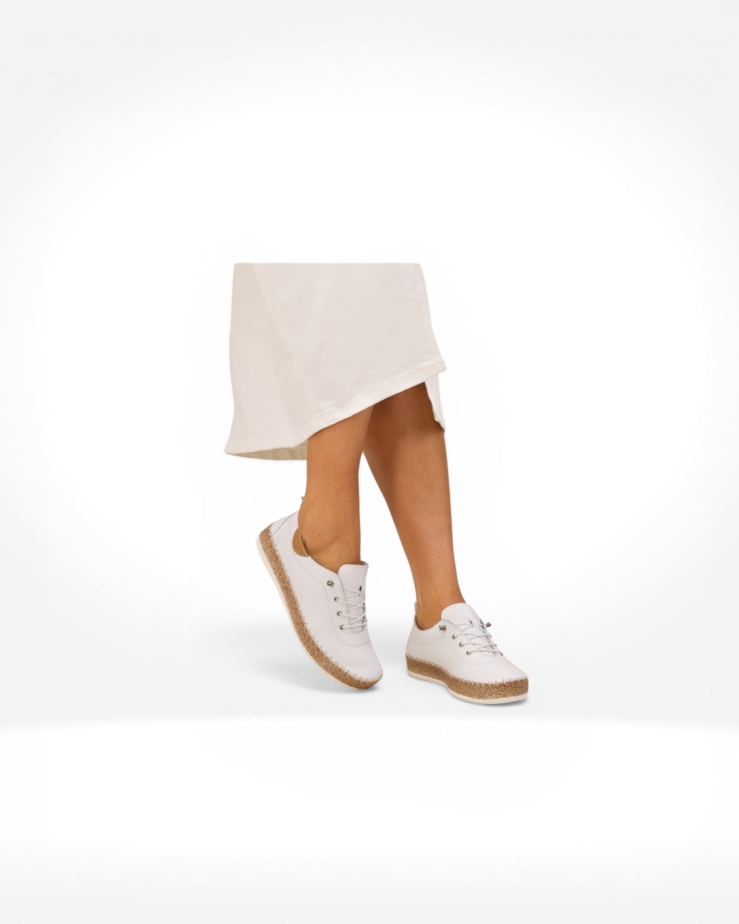 Evie White Leather Plimsoll