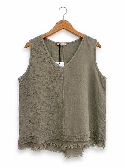 Embroidery Linen Tank Top