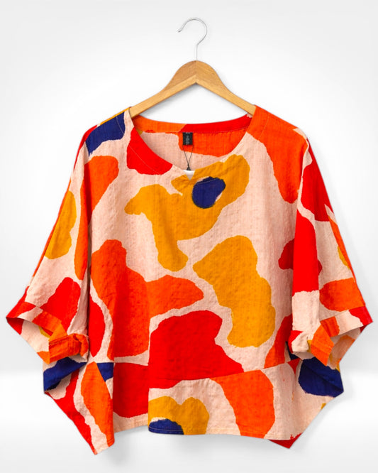 Sunset Abstract Blouse (Bella Blue)