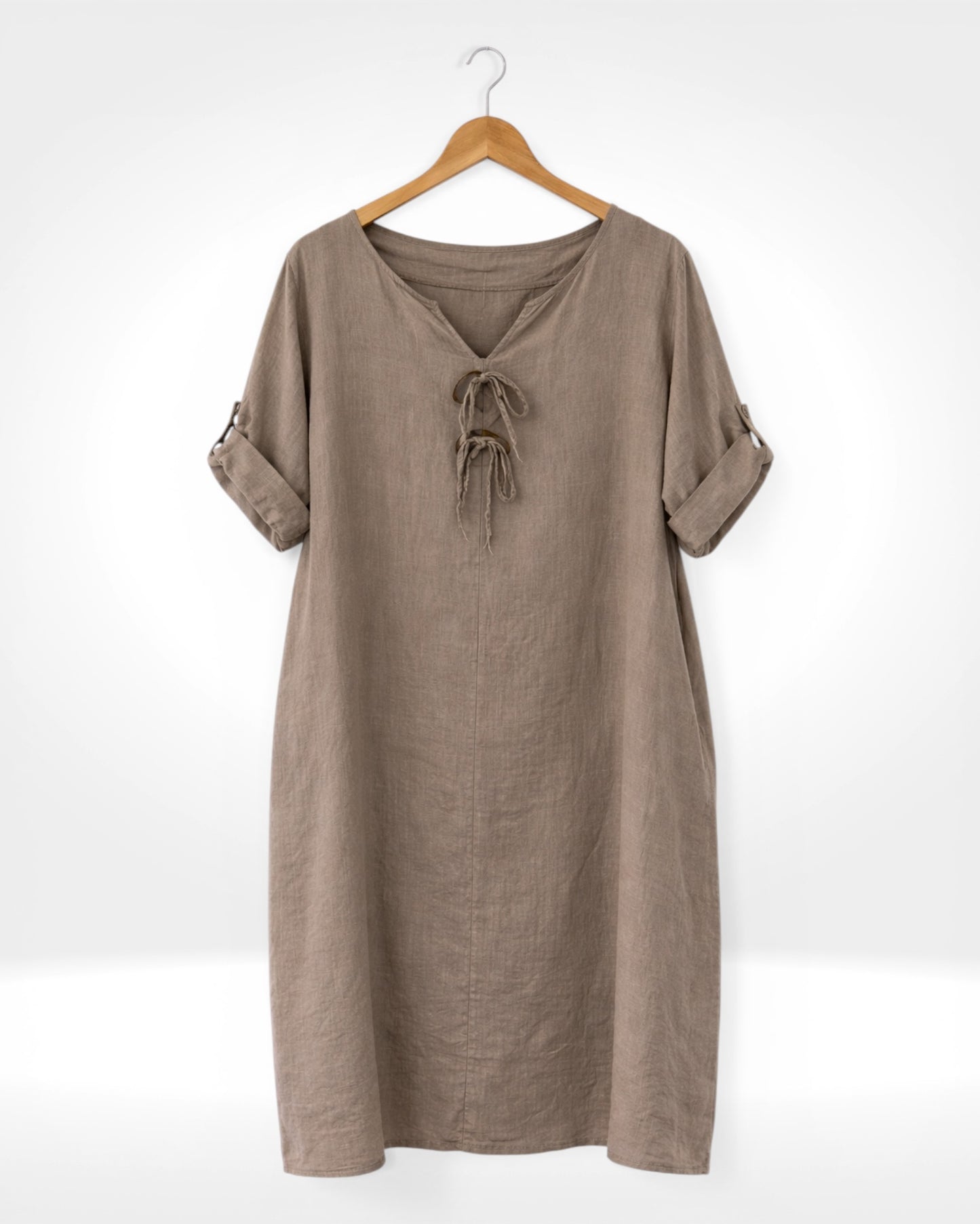 Linen Button Detail Dress