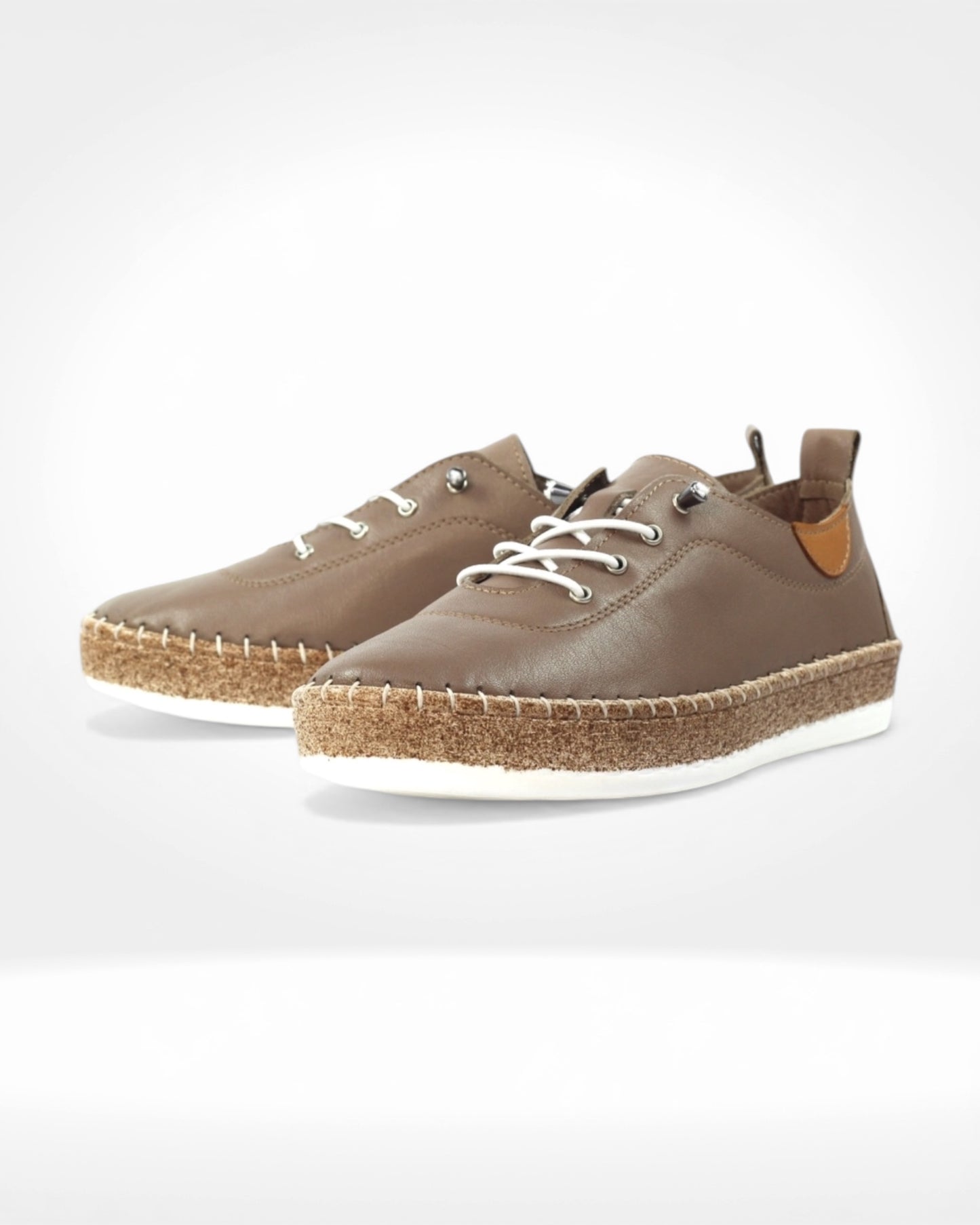 Evie Taupe Leather Plimsoll