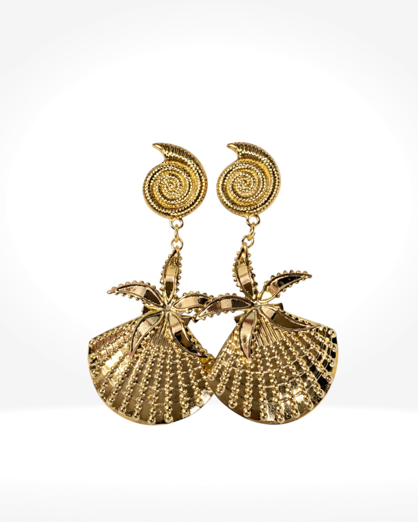 Golden Shell Statement Earrings