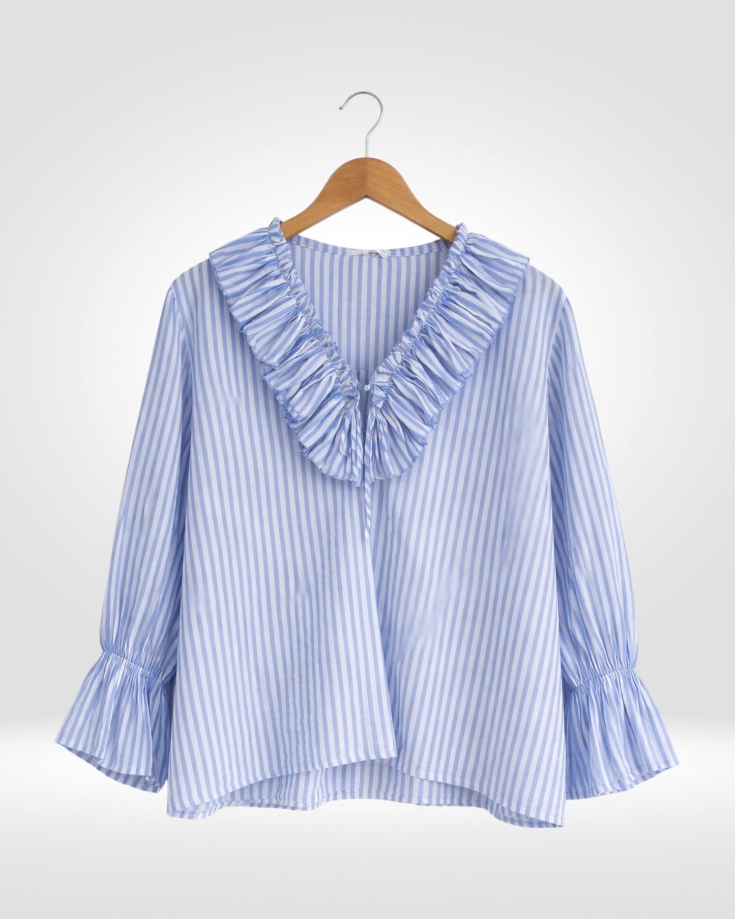 The Juliette Ruffle-Collar Striped Blouse