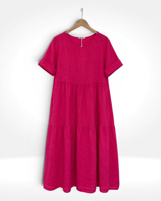 Luna Leinen-Maxikleid mit Stufenrock