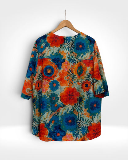 Coastal Bloom Round Neck Top (Bella Blue)