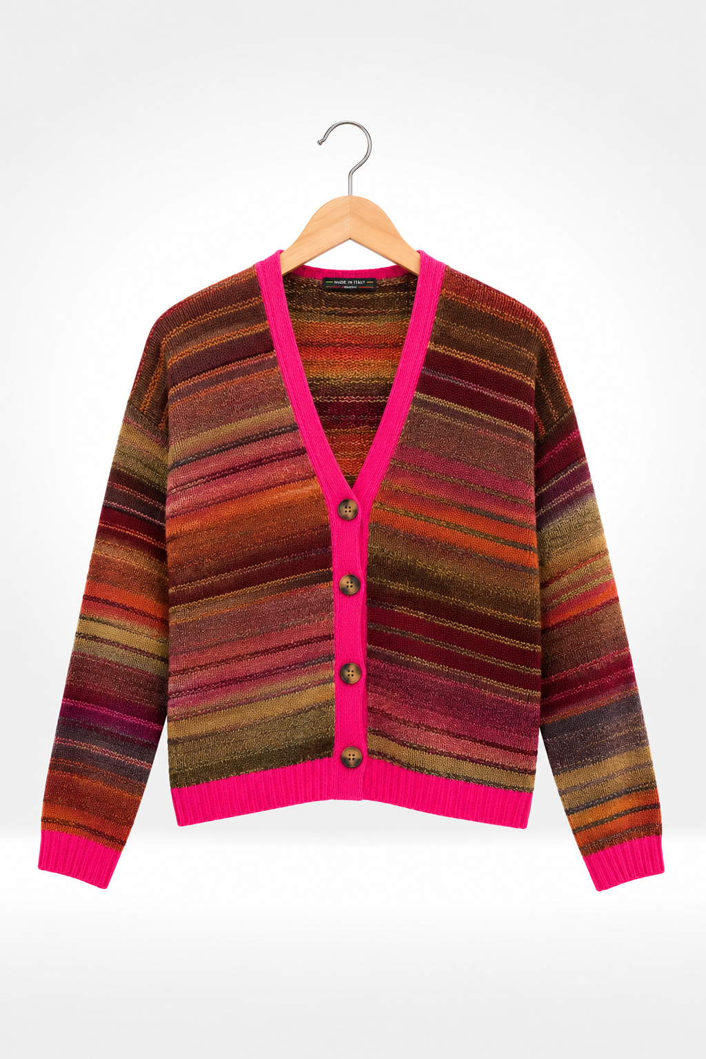 Rainbow Stripe Knit Cardigan