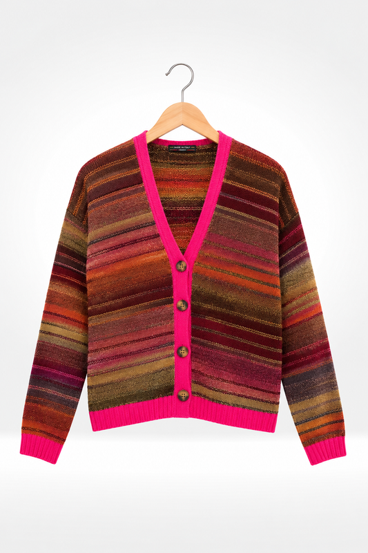 Rainbow Stripe Knit Cardigan