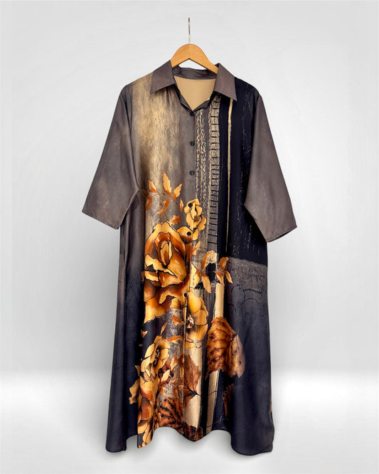 Rose Silk Shirt Dress