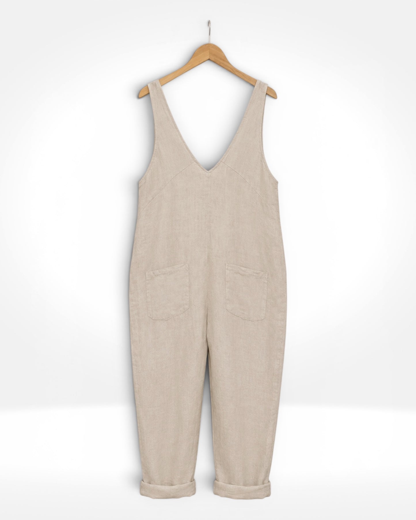 Linen Barrel-Leg Jumpsuit