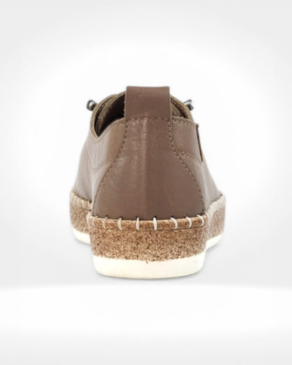 Evie Taupe Leather Plimsoll
