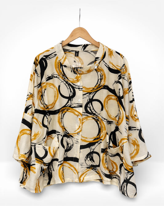 Golden Orbit Relaxed Blouse (Bella Blue)