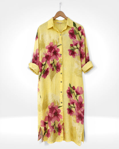 Linen Blossom Shirt Dress