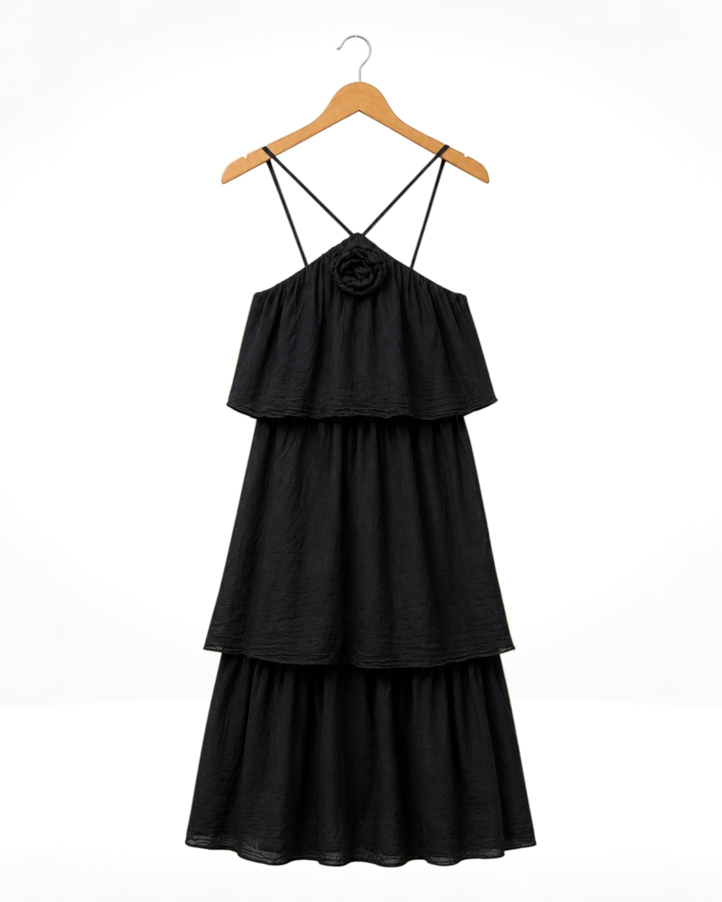 Rosette Tiered Cotton Dress