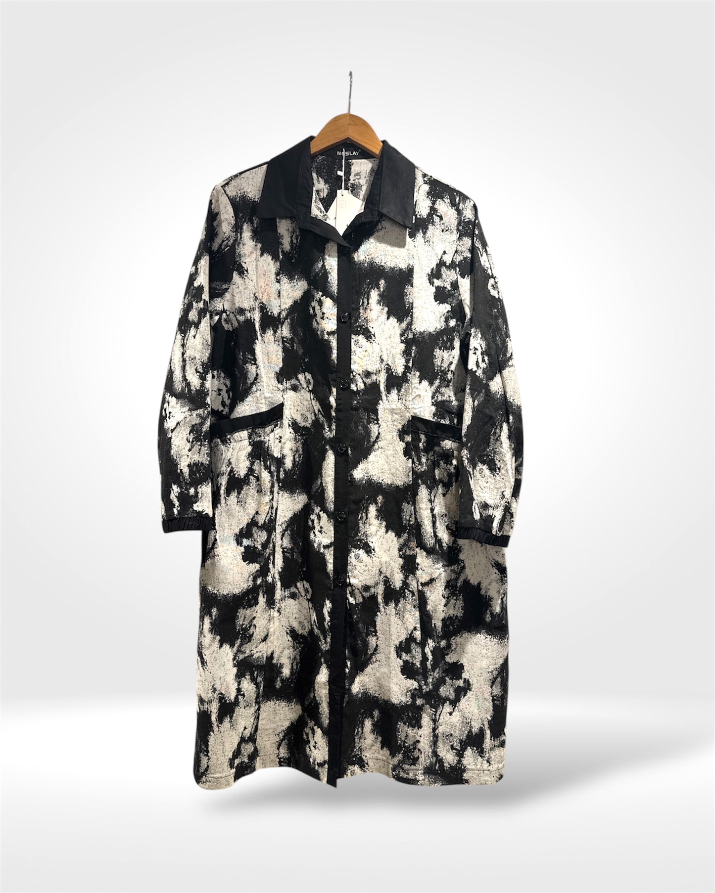 Monochrome Brushstroke Statement Coat