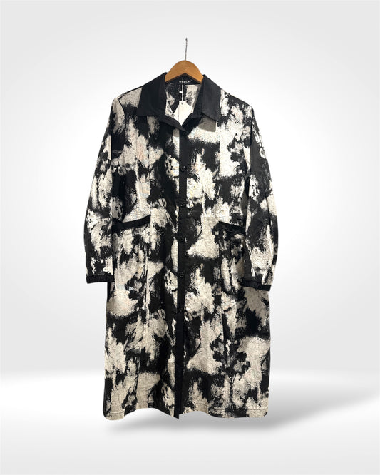 Monochrome Brushstroke Statement Coat