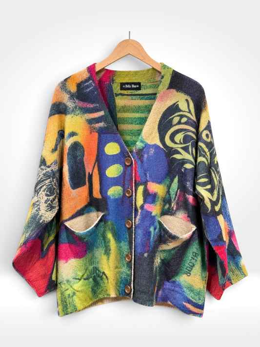 The Aria Abstract Cardigan (Bella Blue)