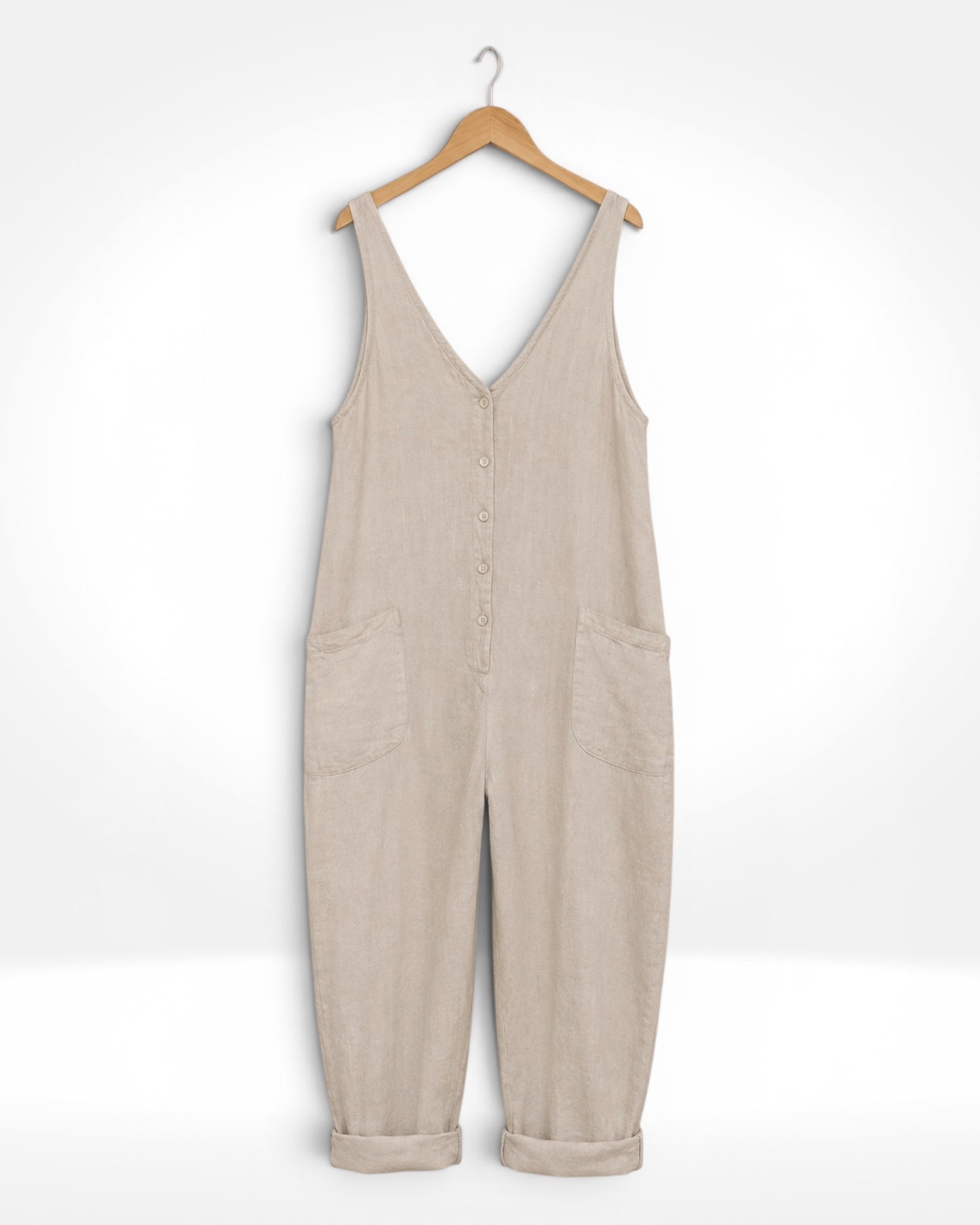 Linen Barrel-Leg Jumpsuit