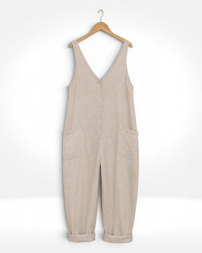 Linen Barrel-Leg Jumpsuit
