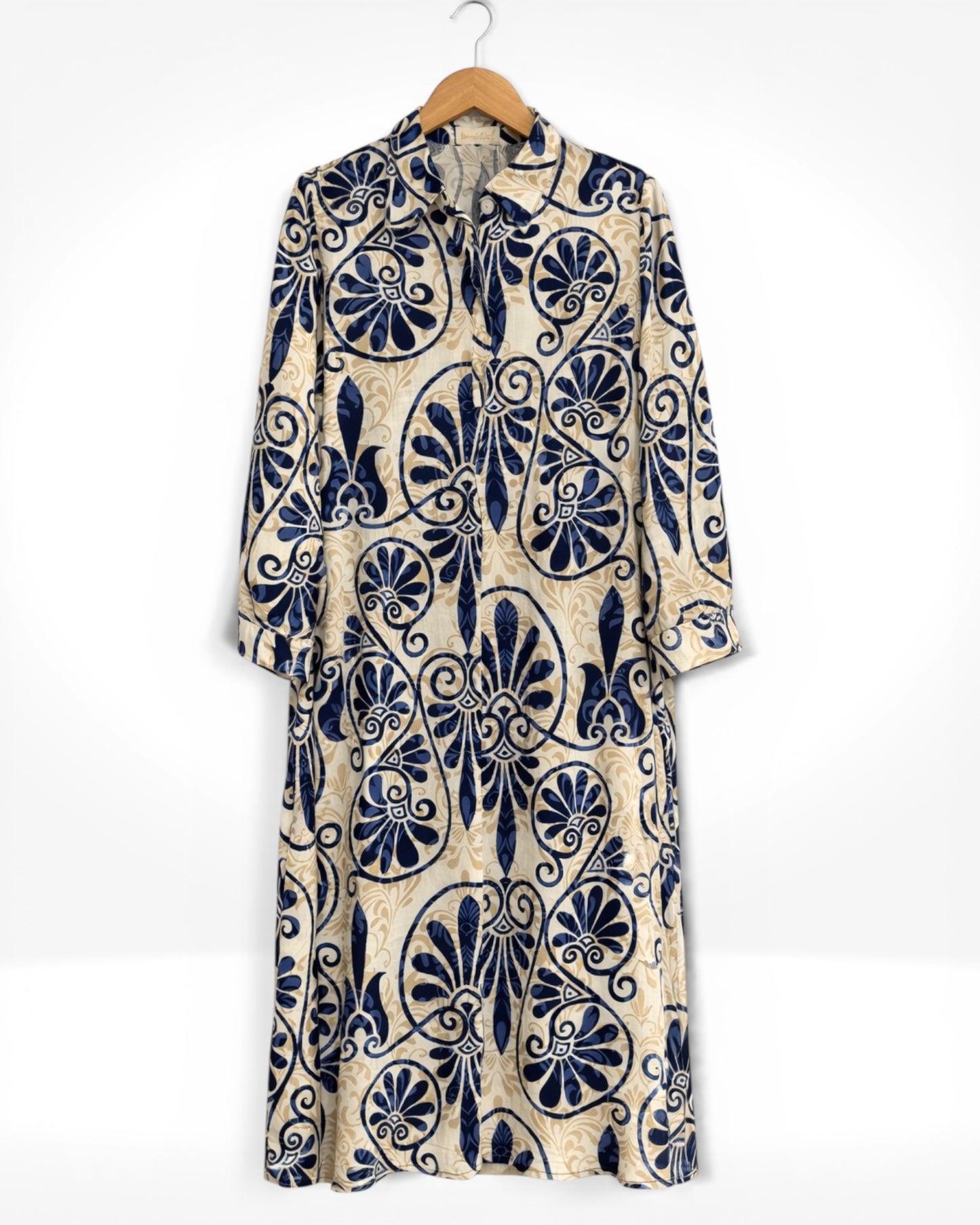 Lightweight Printed Shirt Midi Dress