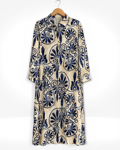 Lightweight Printed Shirt Midi Dress