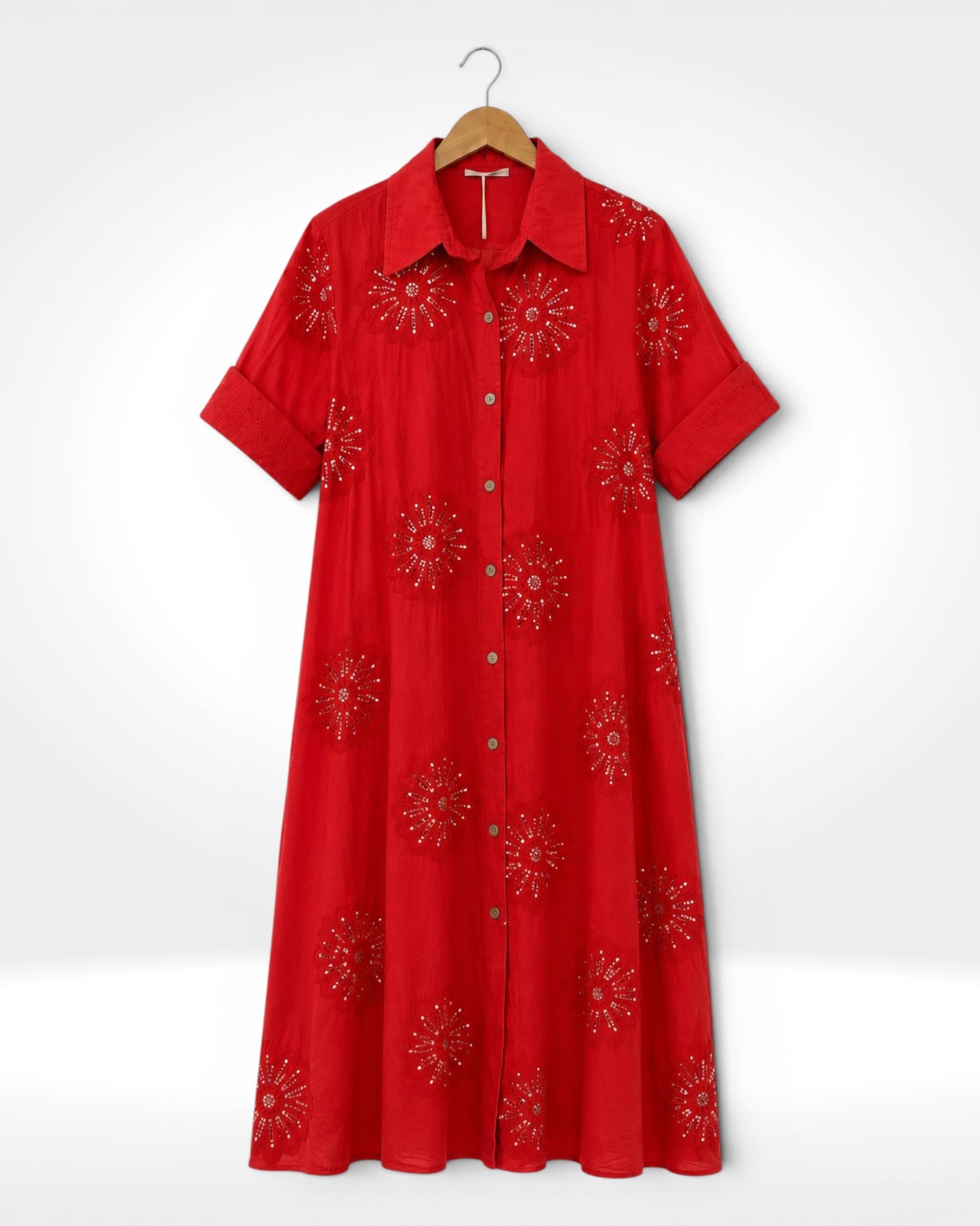 Bloom Pailletten Baumwollhemdkleid