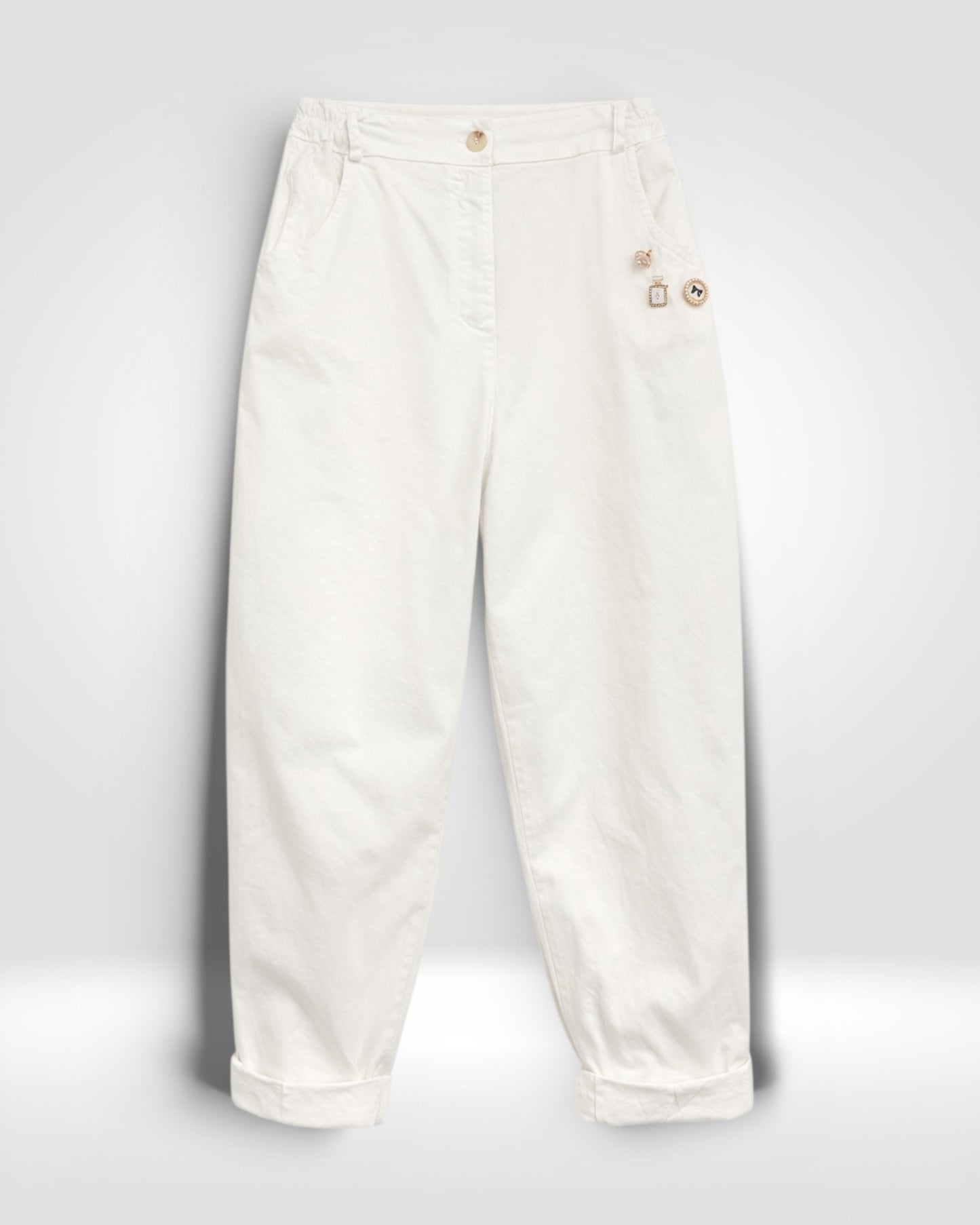 Soft Curve Cotton Barrel Trousers
