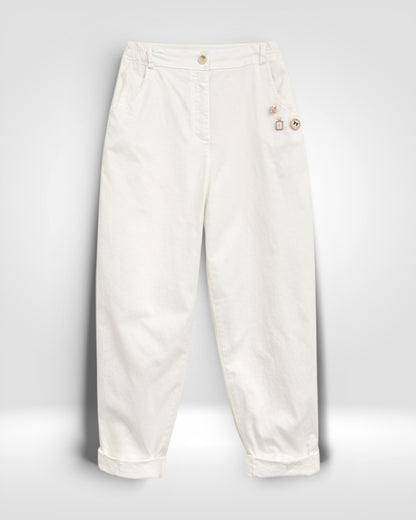 Soft Curve Cotton Barrel Trousers