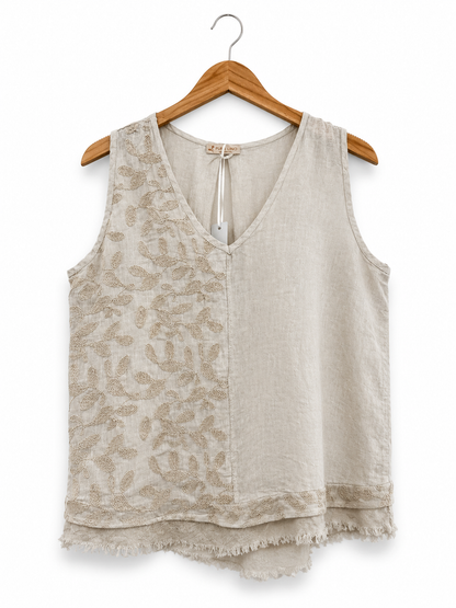 Embroidery Linen Tank Top