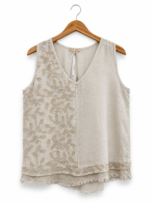 Embroidery Linen Tank Top