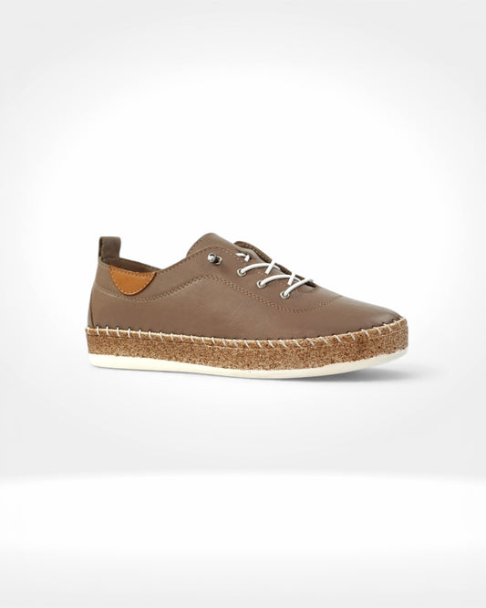 Evie Taupe Leather Plimsoll