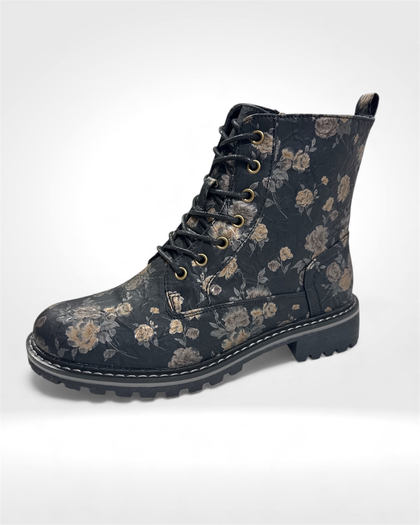 Midnight Bloom Combat Boots
