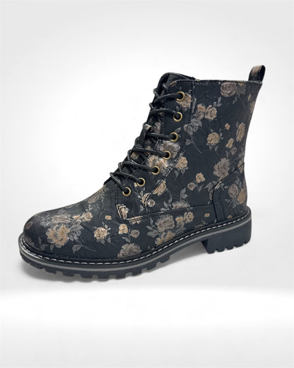 Midnight Bloom Combat Boots