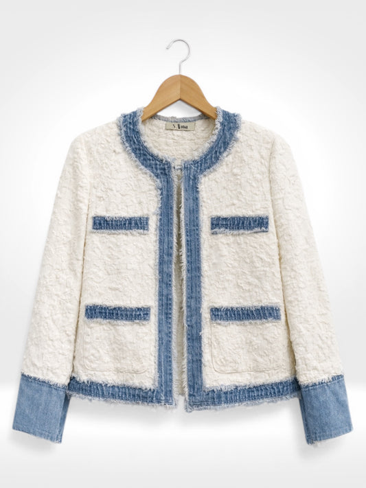 Marais Textured Chambray Trim Jacket