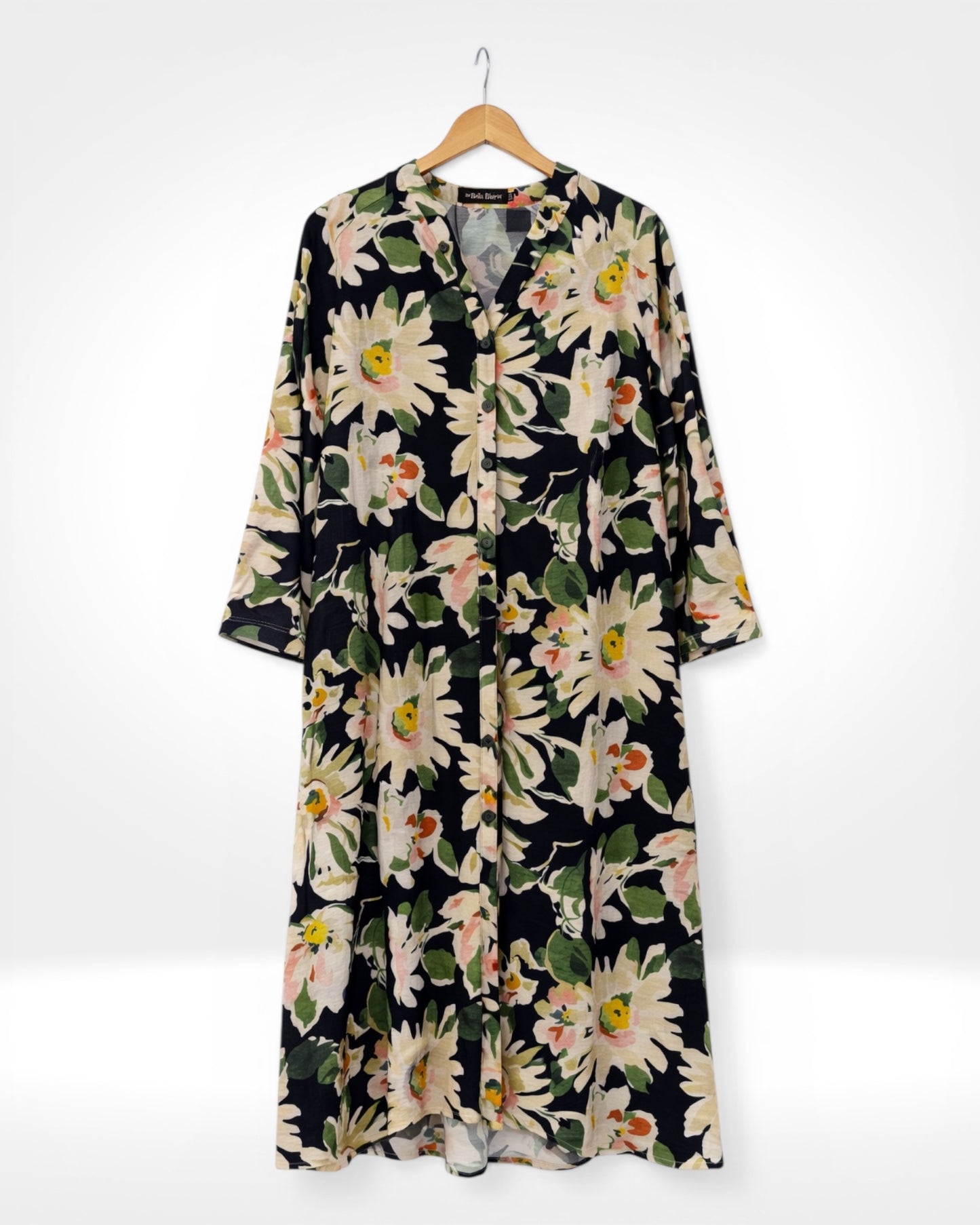 Floral Print Button-Front Midi Dress (Bella Blue)
