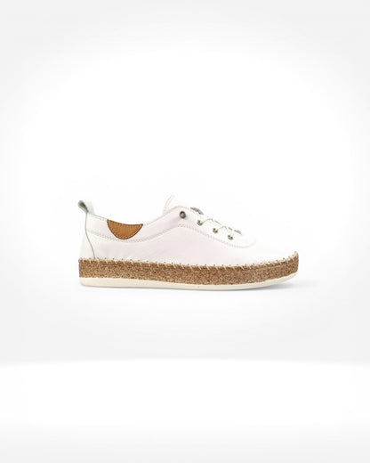 Evie White Leather Plimsoll