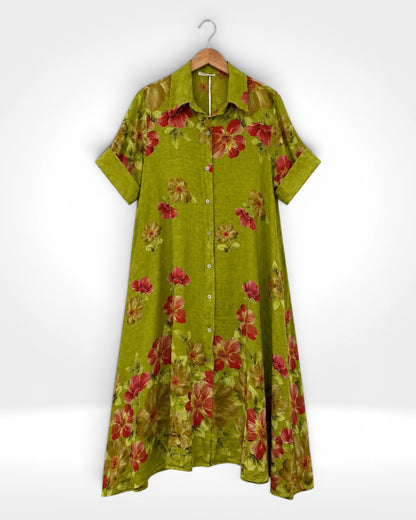 Botanical Bloom Linen Dress