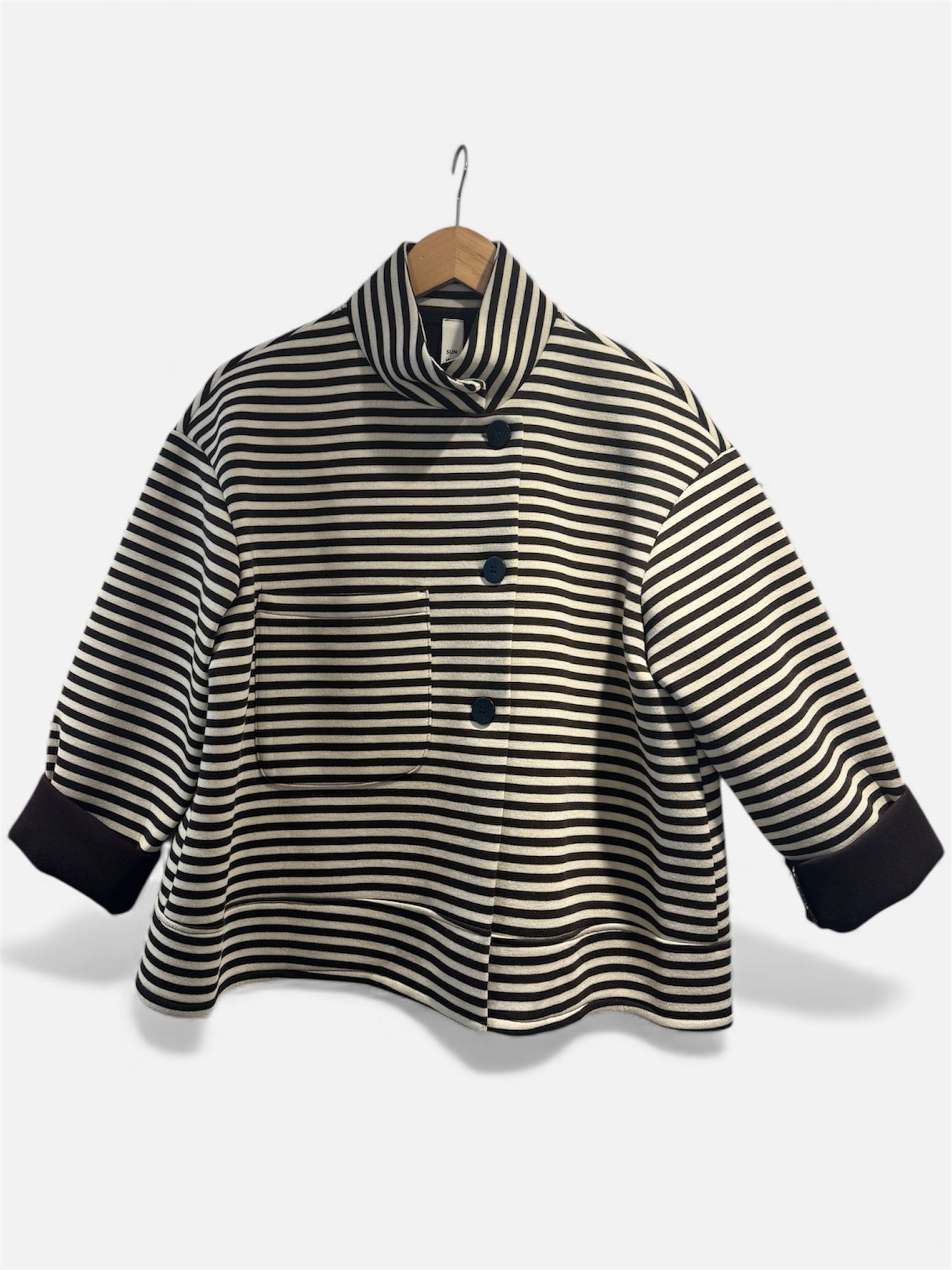Stripe Modern Funnel-Neck Jacket