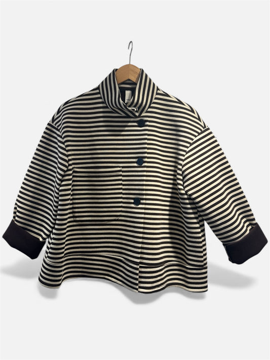 Stripe Modern Funnel-Neck Jacket